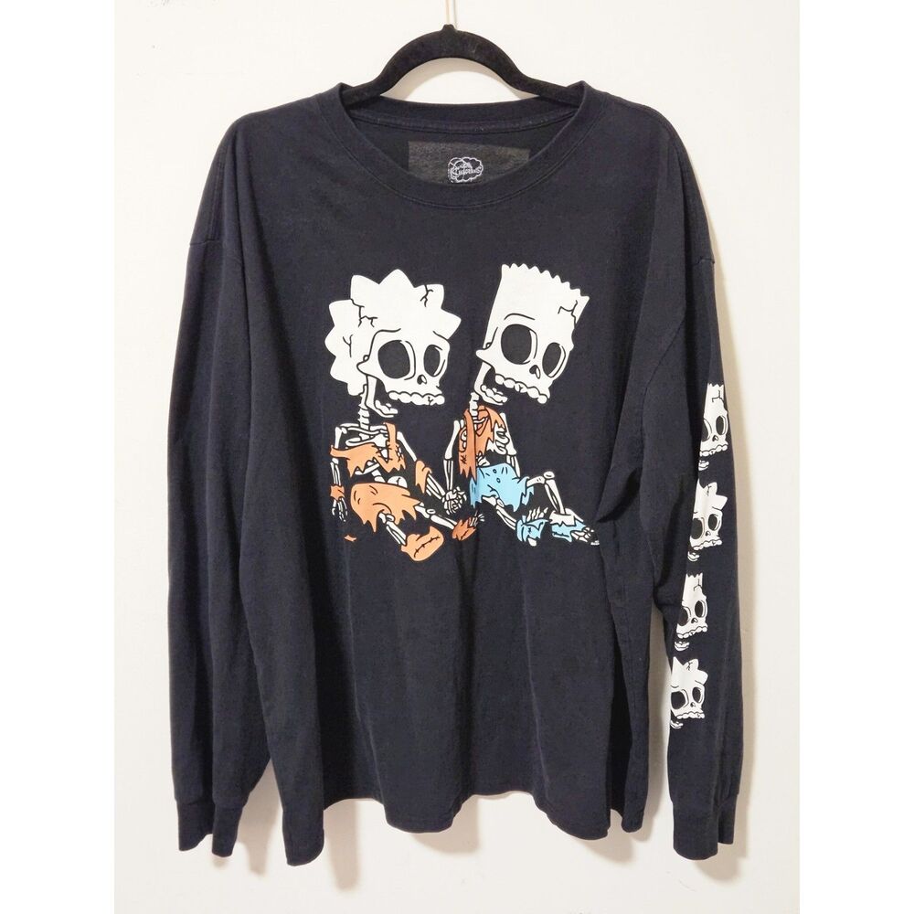 The Simpsons Skeleton Bart Lisa Halloween Long Sleeve Shirt Womens XL